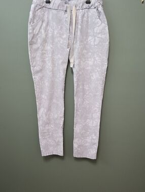 Bella Amour Light Gray Tie-Dye Jogger Pants with Drawstring Sz L